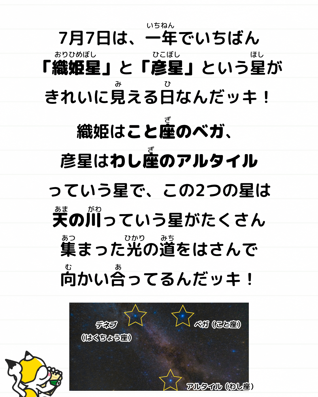 メモざる
豆知識
雑学
七夕
7月7日
星座
織姫
彦星
夏の大三角形