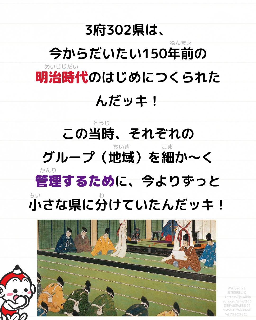 メモざる 雑学 日本 地図 歴史 廃藩置県 47都道府県 府県統合 3府302県