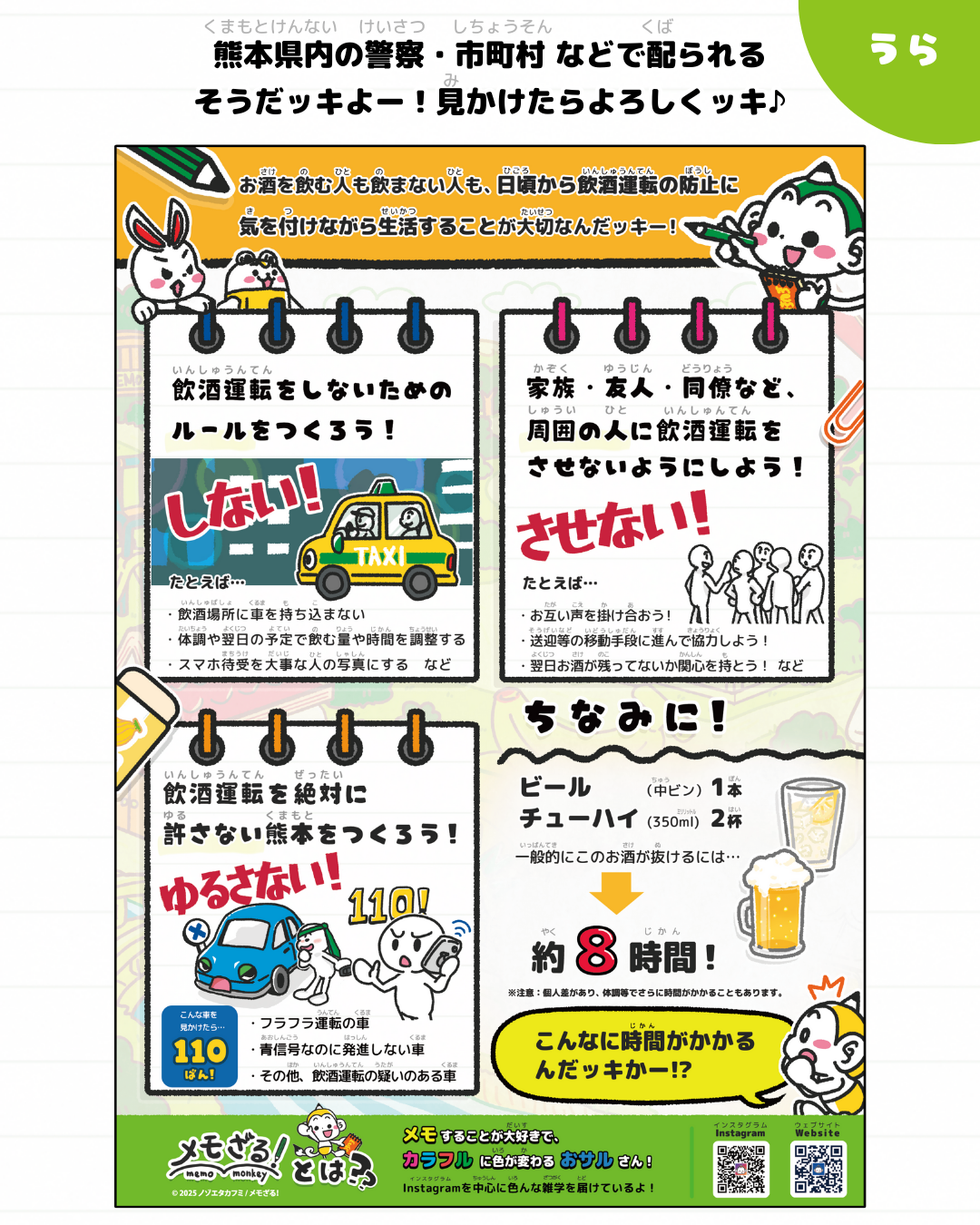 メモざる コラボ 熊本県 交通安全推進連盟 警察 インタビュー チラシ