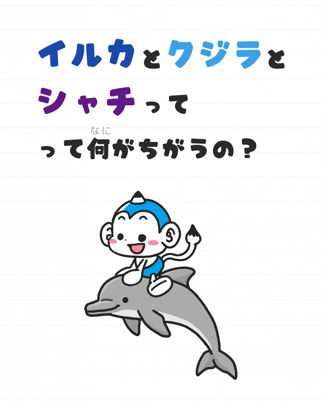 メモざる
雑学
違い
イルカ
シャチ
クジラ
生きもの